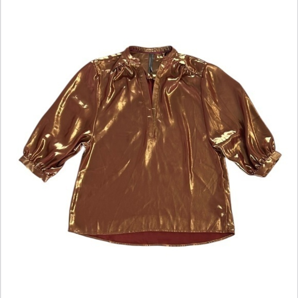 Anthropologie shiny copper blouse size XS